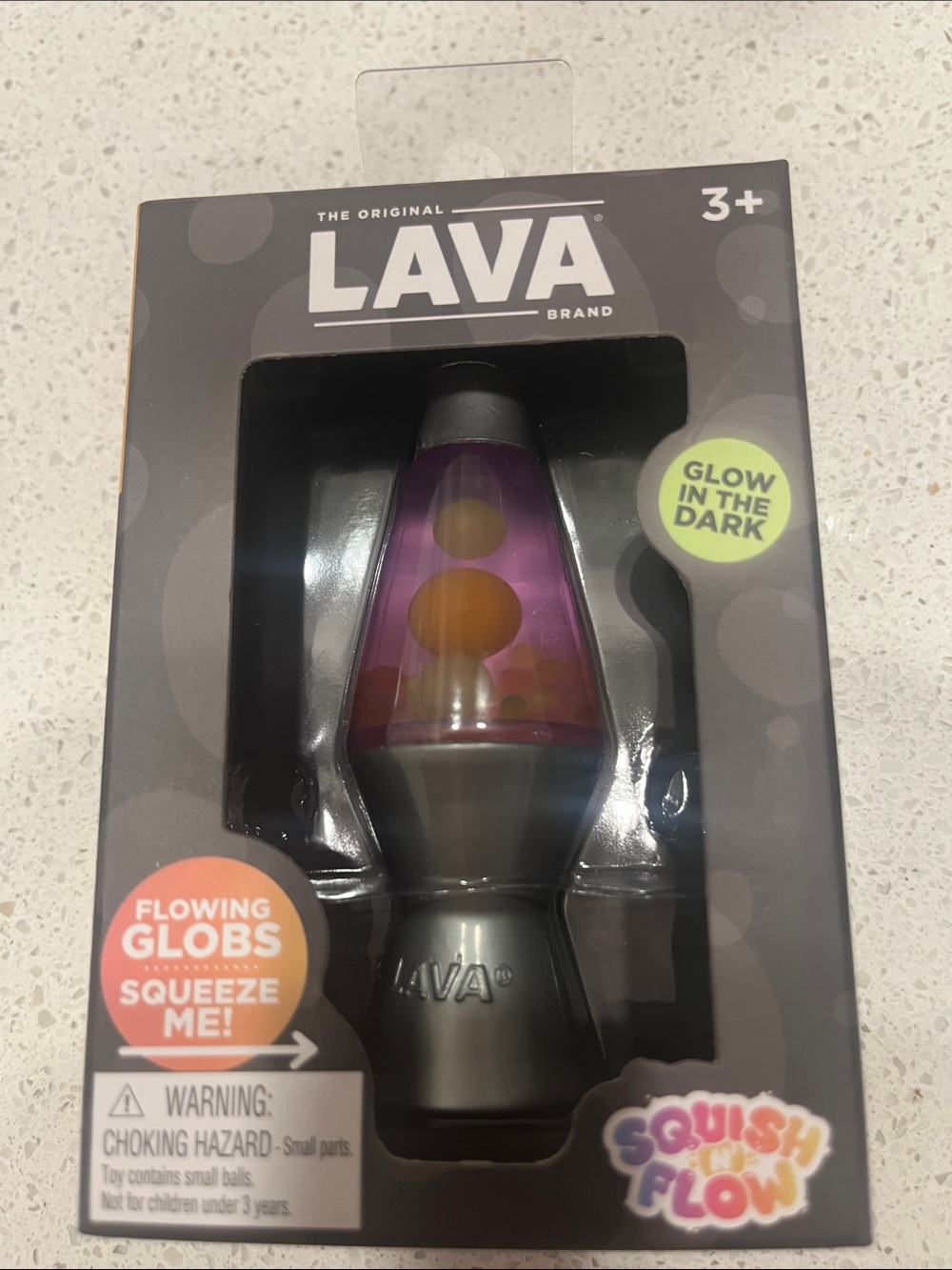 Schylling  LAVA Glow-in-the-Dark Squish Flow Lava Lamp - Pink & Orange